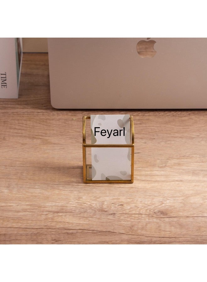 فيارل حامل بطاقات الأعمال العمودي المصنوع من الزجاج الذهبي، حامل عرض بطاقات الأعمال، منظم بطاقات الاسم الشفاف للتخزين لطاولة اجتماعات المكتب - Image 5