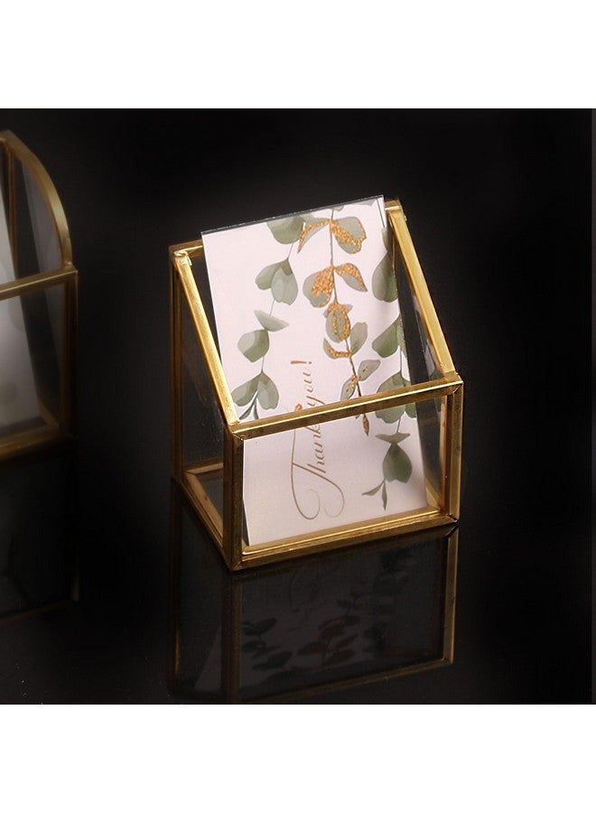 فيارل حامل بطاقات الأعمال العمودي المصنوع من الزجاج الذهبي، حامل عرض بطاقات الأعمال، منظم بطاقات الاسم الشفاف للتخزين لطاولة اجتماعات المكتب - Image 3