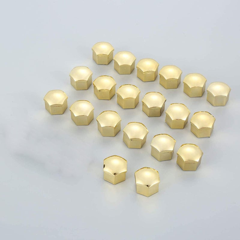 Gebildet Pack of 22 Wheel Nut Caps 17 mm Wheel Bolt Nut Cap Covers, Hexagonal Tyre Nut Covers with Removal Tool Set for Cars (Golden) - Image 3