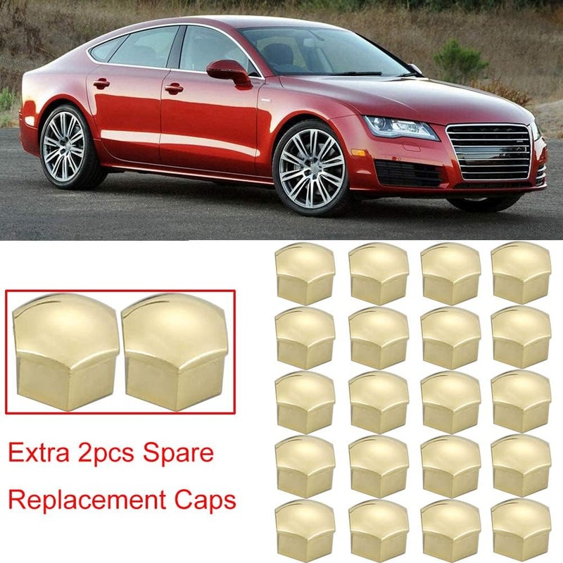 Gebildet Pack of 22 Wheel Nut Caps 17 mm Wheel Bolt Nut Cap Covers, Hexagonal Tyre Nut Covers with Removal Tool Set for Cars (Golden) - Image 2