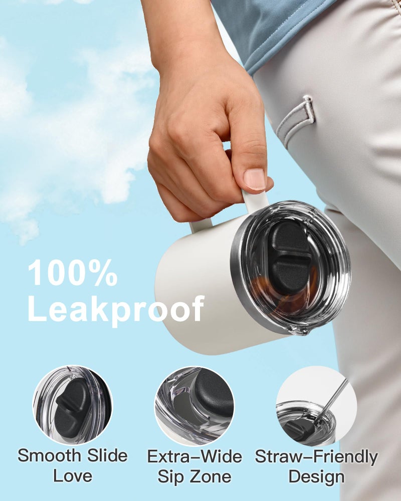 RAYMYLO Insulated Coffee Mug 12 oz, Double Wall Stainless Steel Coffee Mug with Lids, Leak-Proof & Detachable Slider Lid for Thorough Clean, Keeps Coffee Cold for 9 Hrs, Suitable for Camp Home Office - Image 3