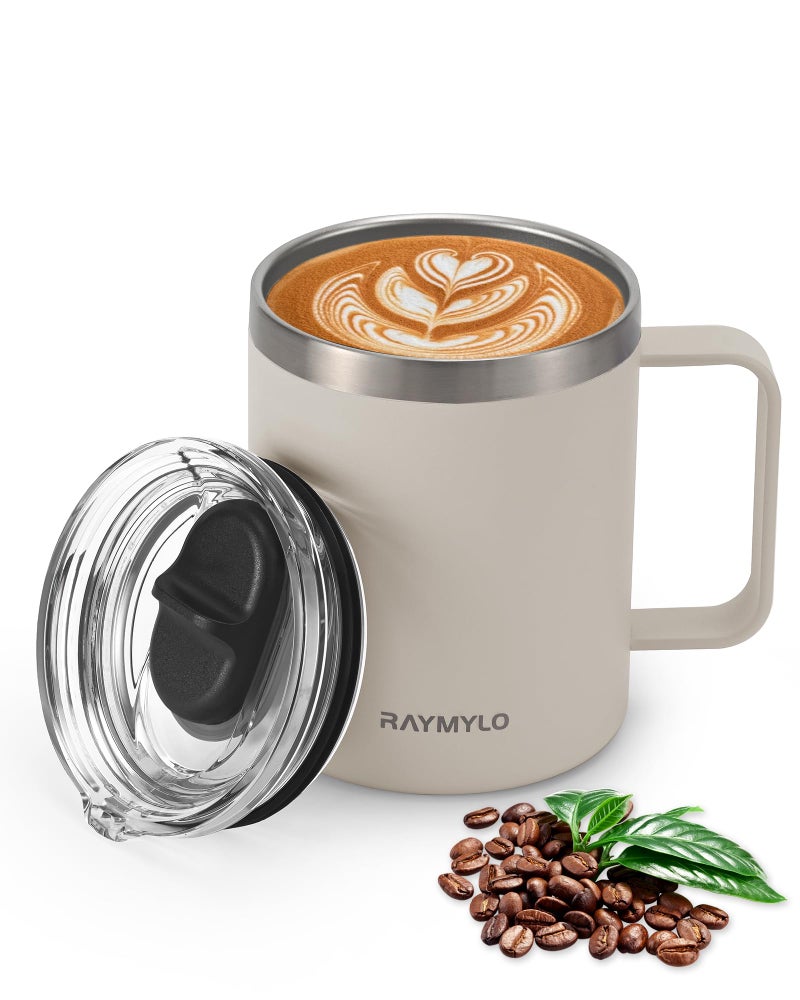 RAYMYLO Insulated Coffee Mug 12 oz, Double Wall Stainless Steel Coffee Mug with Lids, Leak-Proof & Detachable Slider Lid for Thorough Clean, Keeps Coffee Cold for 9 Hrs, Suitable for Camp Home Office - Image 1