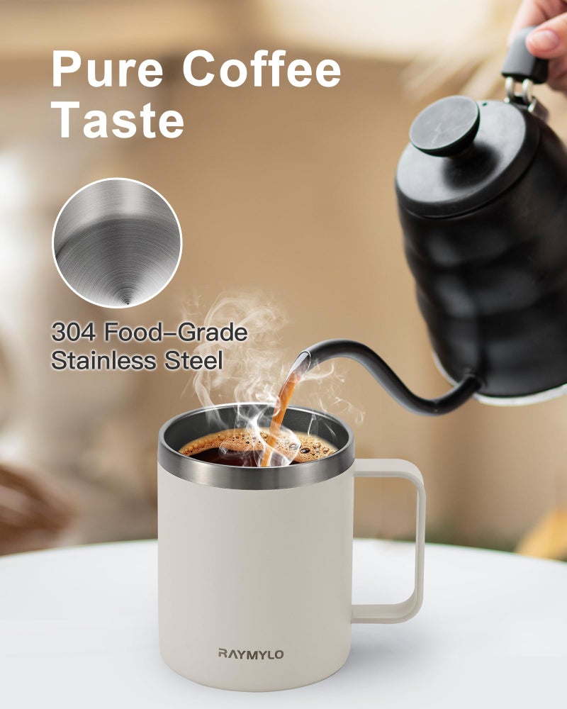 RAYMYLO Insulated Coffee Mug 12 oz, Double Wall Stainless Steel Coffee Mug with Lids, Leak-Proof & Detachable Slider Lid for Thorough Clean, Keeps Coffee Cold for 9 Hrs, Suitable for Camp Home Office - Image 4
