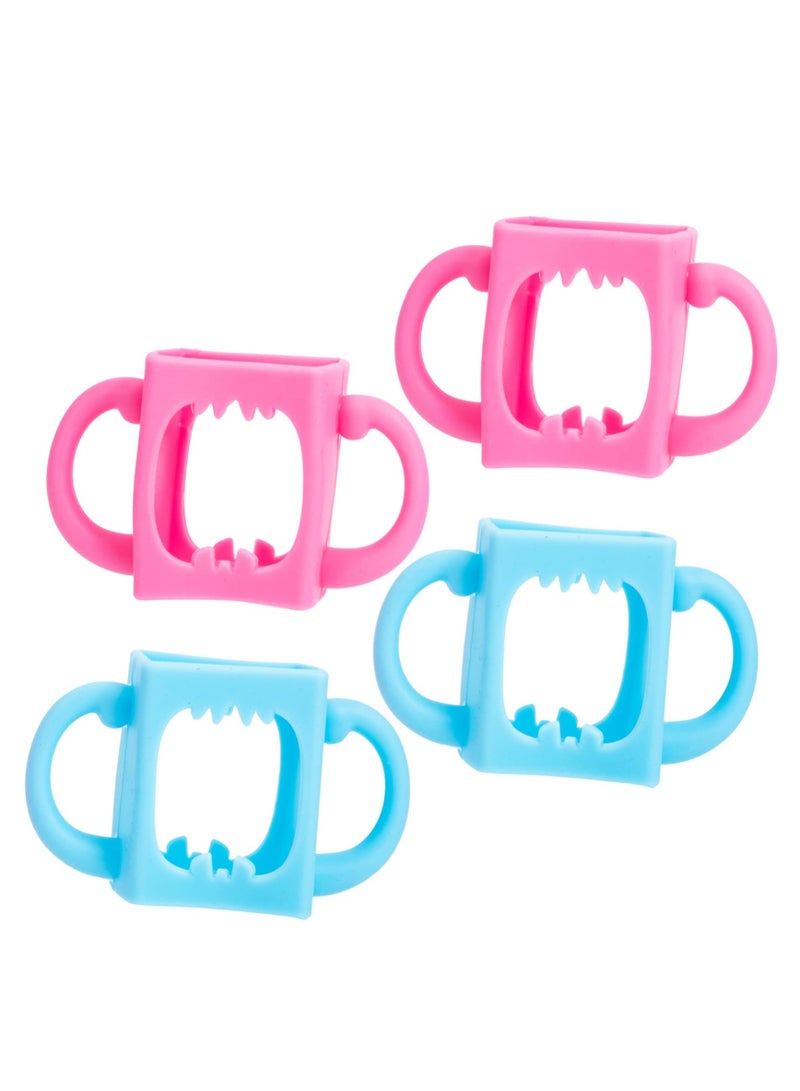 KASTWAVE Pack Of 4 Silicone Wide-Neck Baby Bottle Handle, Outer Diameter Over 6 CM, Pink, Blue - Image 1
