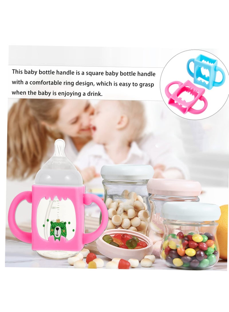 KASTWAVE Pack Of 4 Silicone Wide-Neck Baby Bottle Handle, Outer Diameter Over 6 CM, Pink, Blue - Image 3