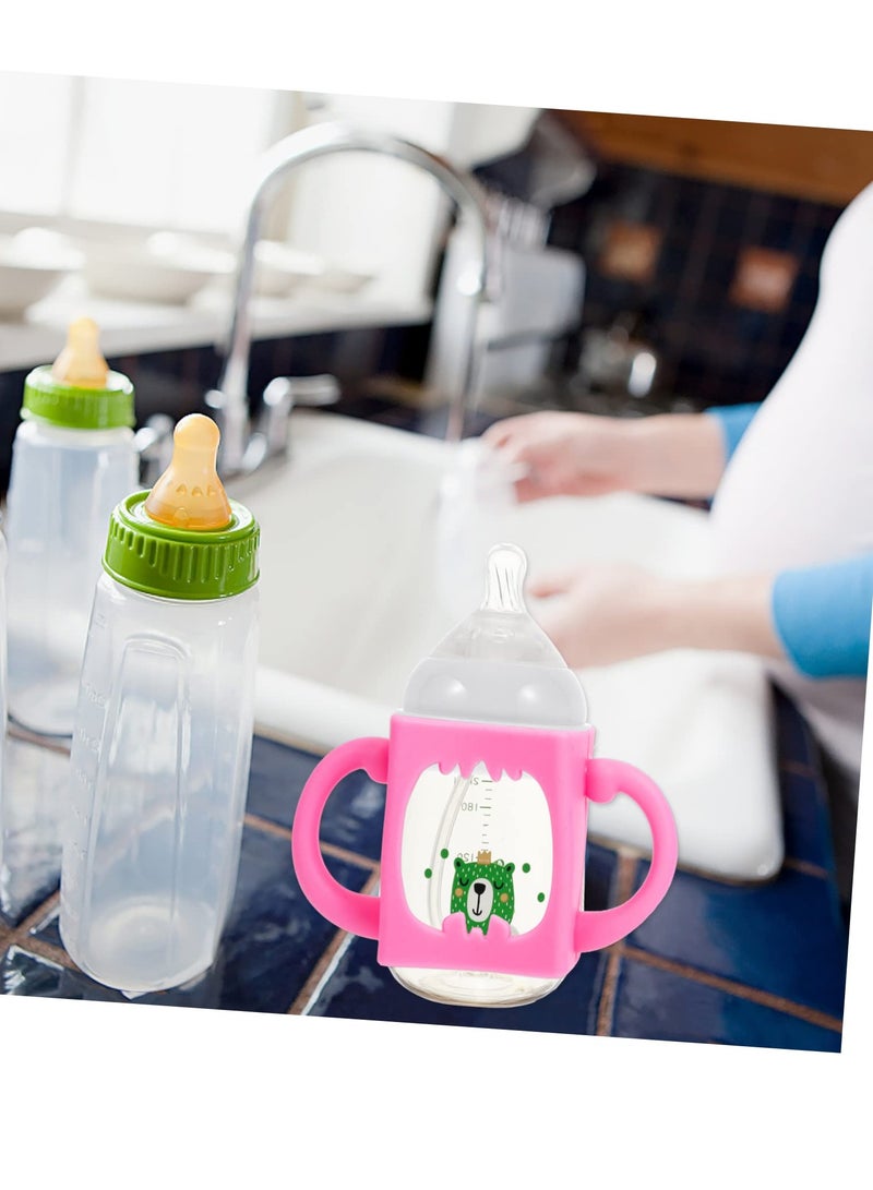KASTWAVE Pack Of 4 Silicone Wide-Neck Baby Bottle Handle, Outer Diameter Over 6 CM, Pink, Blue - Image 2