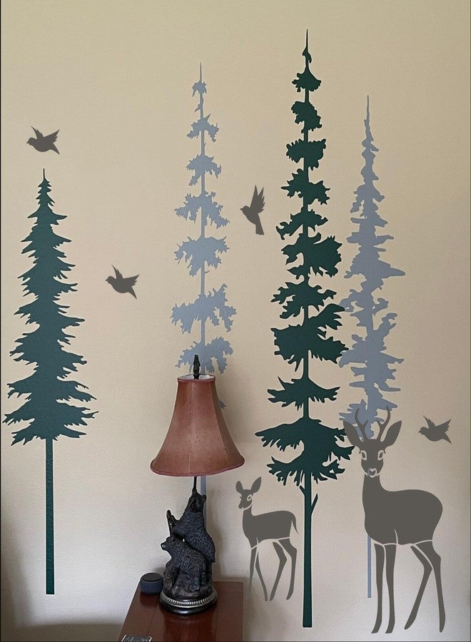 SUNVERSE Large Pine Tree Stencils for Painting on Wood Fence Giant Wall Stencils Reusable Forest Tree Mural Templates for Wall Garden Fence Window Furniture - Image 3