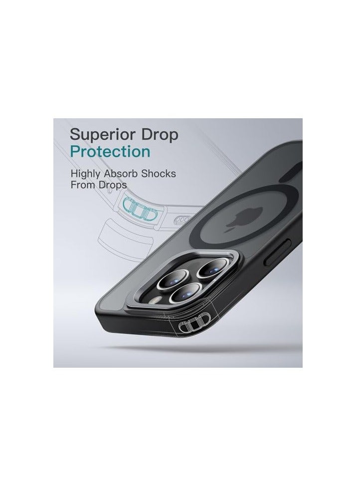 JETech Kickstand Case for iPhone 15 6.1-Inch Compatible with MagSafe, Built-in Adjustable Camera Stand, Translucent Matte Magnetic Back Slim Shockproof Phone Cover (Black) - Image 4