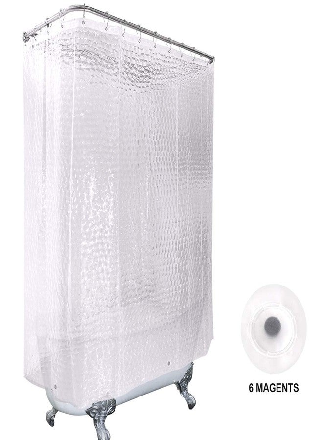 Riyidecor Clawfoot Tub 180Wx70H Inch Shower Curtain Panel Bathtub Oval Extra Wide All Around Freestanding Bathroom Decor Clear Water Cube PEVA Vinyl Set 32-Pack Metal Shower Hooks with Magnets - Image 2