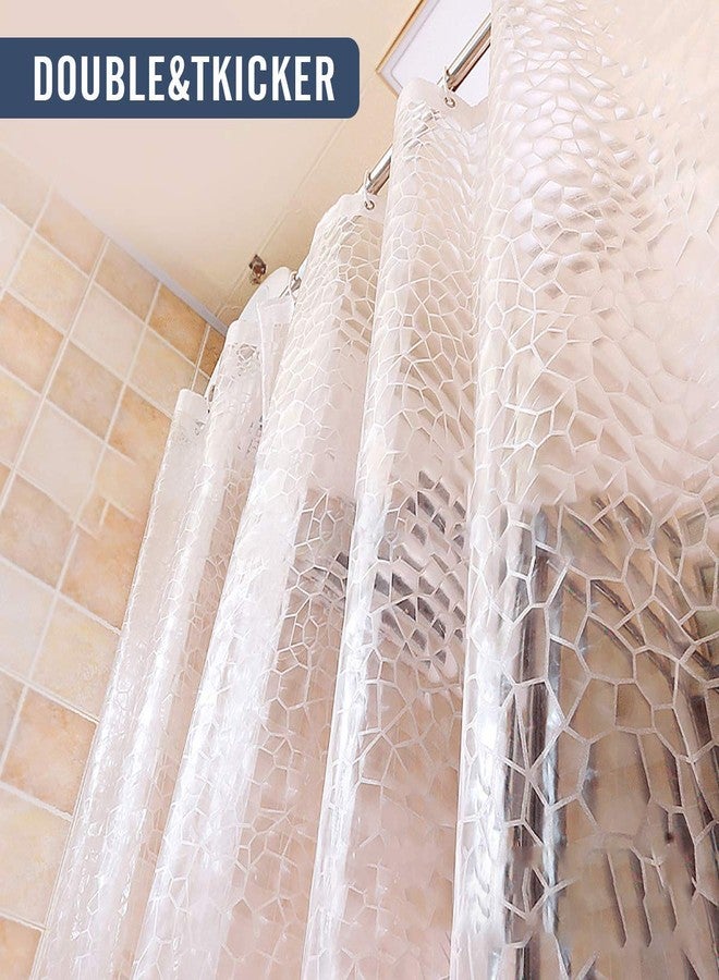 Riyidecor Clawfoot Tub 180Wx70H Inch Shower Curtain Panel Bathtub Oval Extra Wide All Around Freestanding Bathroom Decor Clear Water Cube PEVA Vinyl Set 32-Pack Metal Shower Hooks with Magnets - Image 3