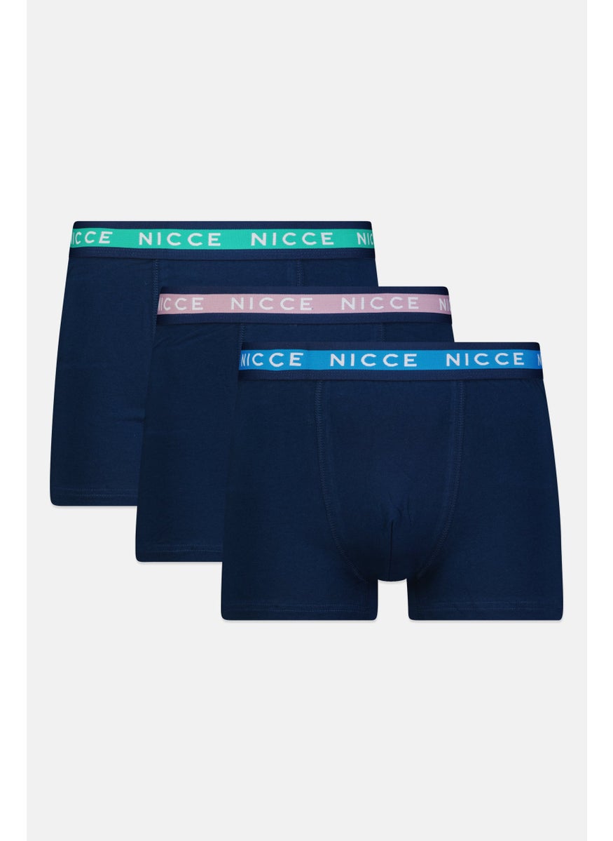 Nicce - Men 3Pcs Pack Brand Logo Boxers, Navy - Image 1