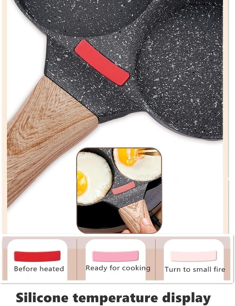 HUPECHAM Egg Pan With Lid 4-Cup Nonstick, and Healthy Granite Egg Frying Pan, Versatile Breakfast Skillet for Eggs, Pancakes, Plett, Crepes, Compatible with Gas Stove and Induction Cooktop - Image 4