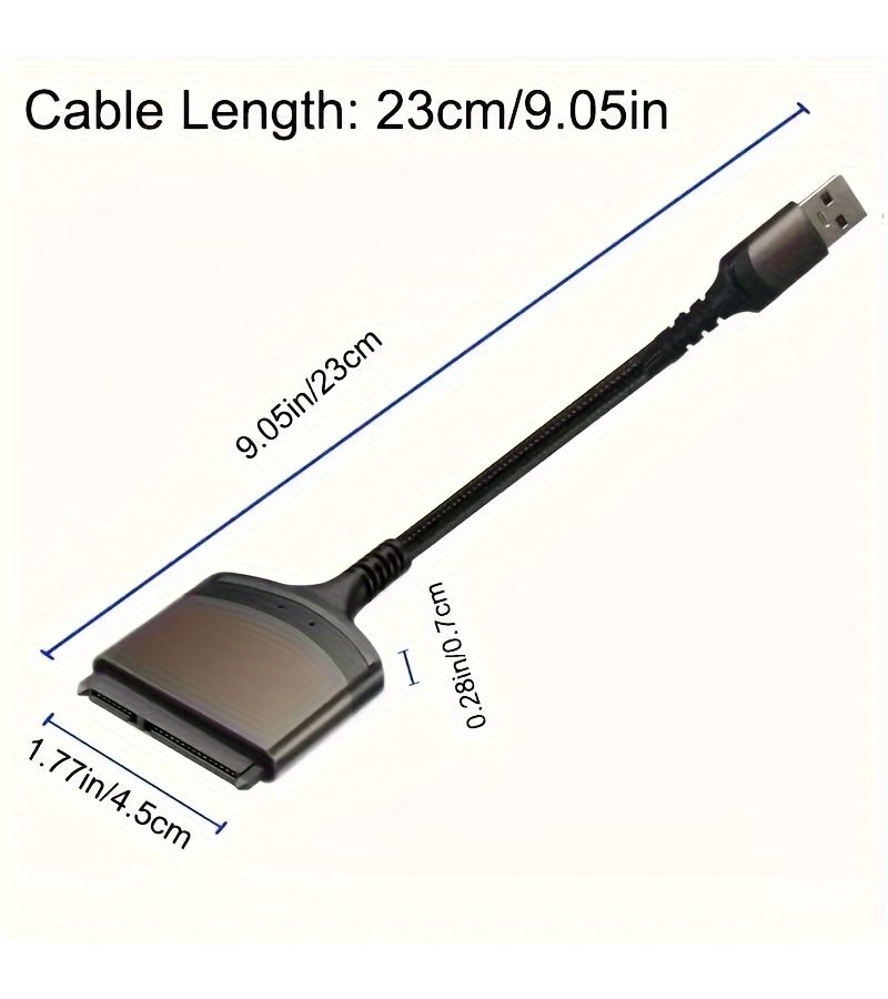 كابل محول SATA إلى USB A وUSB C، قارئ الأقراص الصلبة، محول USB 3.0 إلى SATA III مقاس 2.5 بوصة، غلاف من الألومنيوم وPVC، سلك نايلون، محول خارجي لنقل البيانات من SSD وHDD. - Image 4
