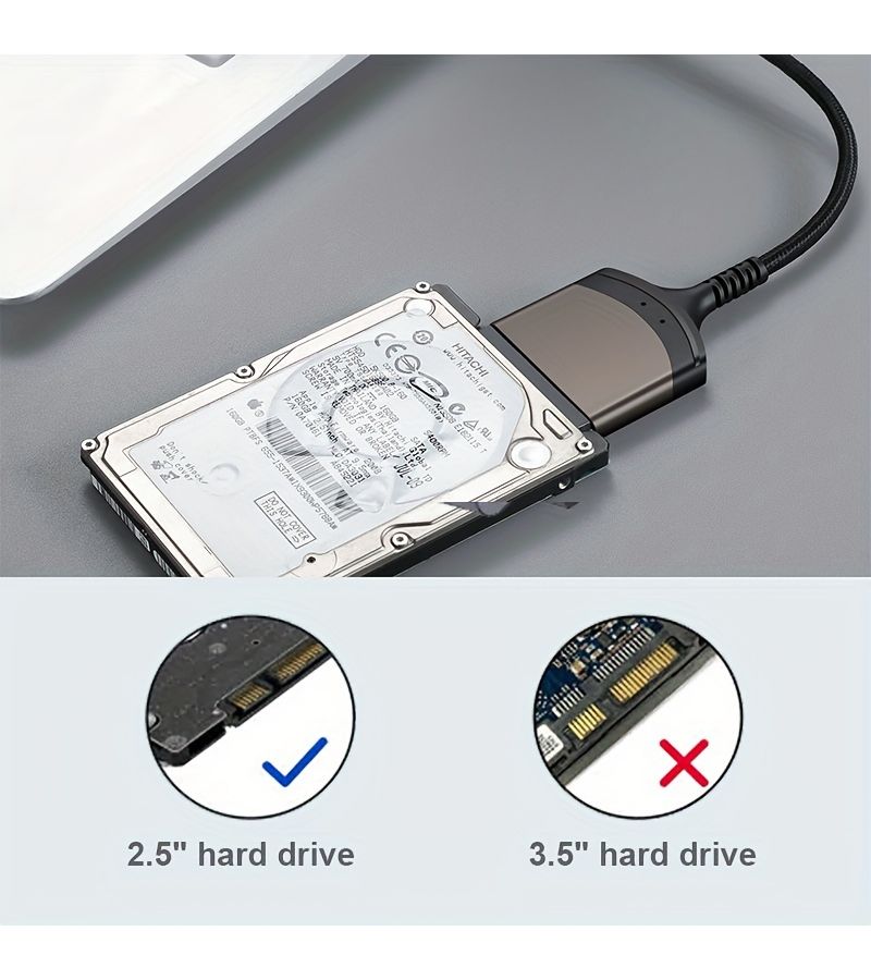 كابل محول SATA إلى USB A وUSB C، قارئ الأقراص الصلبة، محول USB 3.0 إلى SATA III مقاس 2.5 بوصة، غلاف من الألومنيوم وPVC، سلك نايلون، محول خارجي لنقل البيانات من SSD وHDD. - Image 2