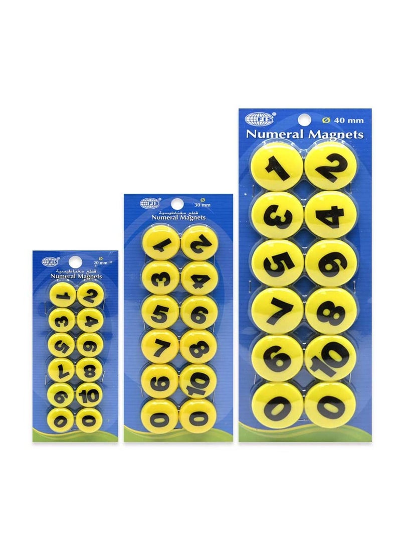 FIS FIS Numerical Magnets English Language Each set Includes 12 Pieces each and Pack Includes 3 Sets (20mm set, 30 mm set,  40 mm set) -FSMIN203040/3  - Image 1