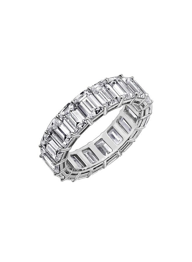 DIAMONBLISS Eternity Ring For Women 14K Yellow Gold, Rose Gold, Platinum Plated 925 Sterling Silver Infinity Band | 10.30 Carats Emerald Cut Cubic Zirconia CZ Simulated Diamond (White, 7), Metal, - Image 1