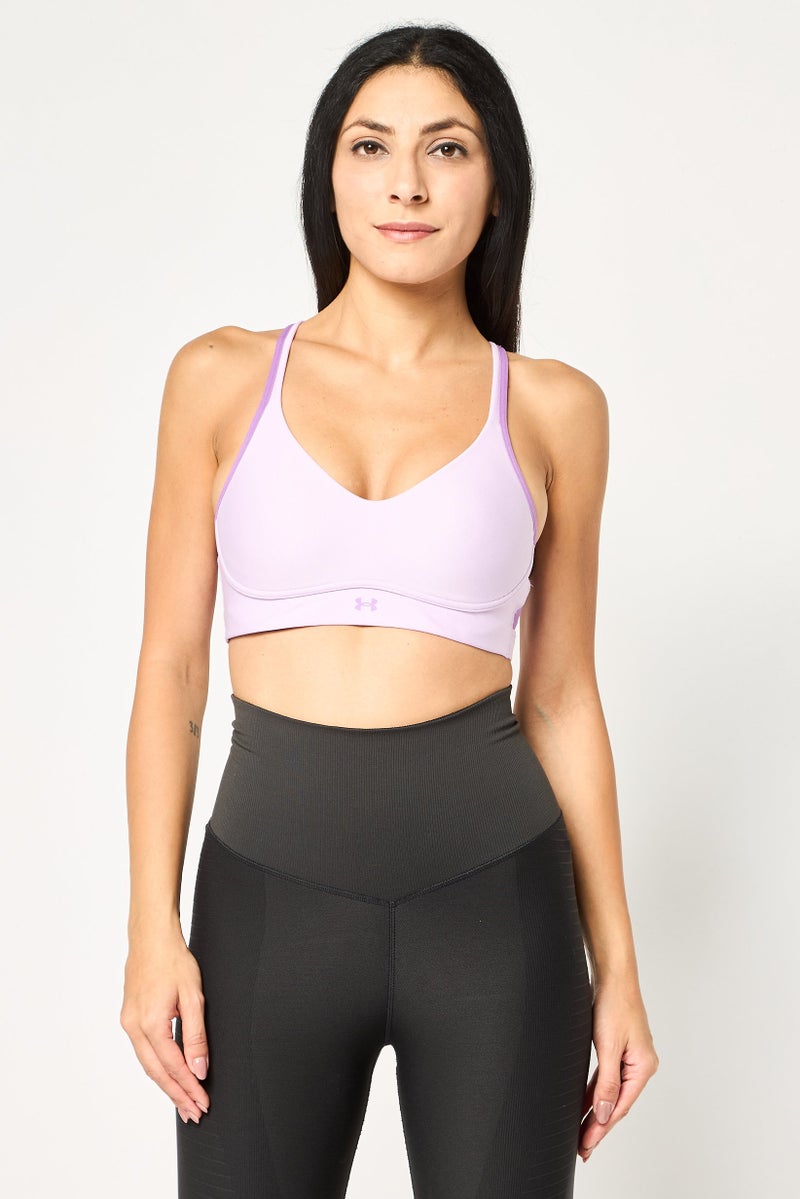 UNDER ARMOUR حمالة صدر رياضية للنساء مزودة بوسادات، لافندر - Image 1