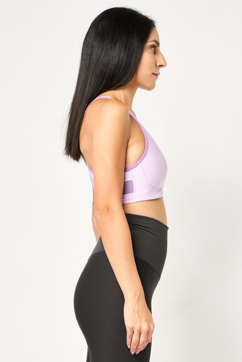 UNDER ARMOUR حمالة صدر رياضية للنساء مزودة بوسادات، لافندر - Image 2