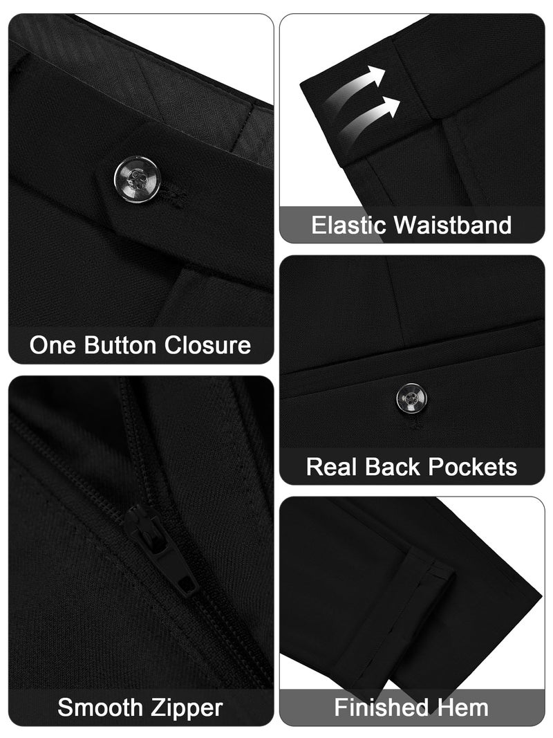 MAGE MALE Men's Slim Fit 3 Piece Suit One Button Solid Shawl Lapel Blazer Jacket Vest Pants Set with Tie Pocket Square Black-red - Image 4
