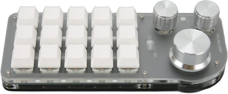 كلاراكو لوحة مفاتيح ميكانيكية بيد واحدة من كلاركو، 15 مفتاحًا، 3 مقابض، مع خاصية التوصيل والتشغيل، لوحة مفاتيح ألعاب صغيرة متعددة الوظائف، وظيفة تأخير لمكتب الألعاب - Image 1