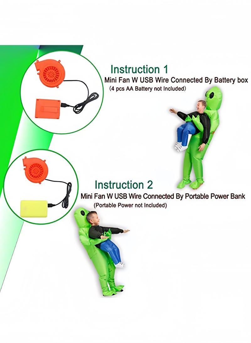 GGEROU Inflatable Alien Rider Costume Halloween Costume for Adults Inflatable Costumes Cosplay Party Dress Up, Green - Image 2