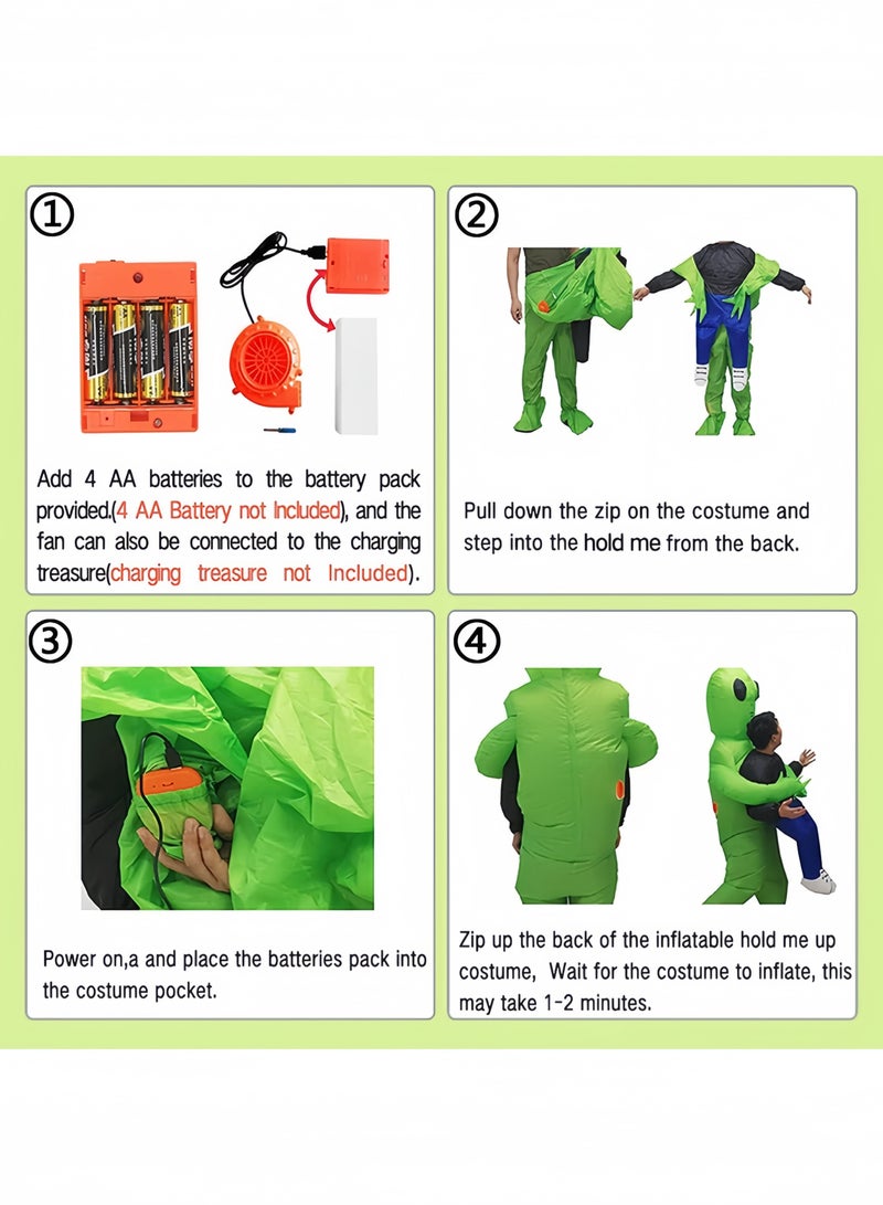GGEROU Inflatable Alien Rider Costume Halloween Costume for Adults Inflatable Costumes Cosplay Party Dress Up, Green - Image 3