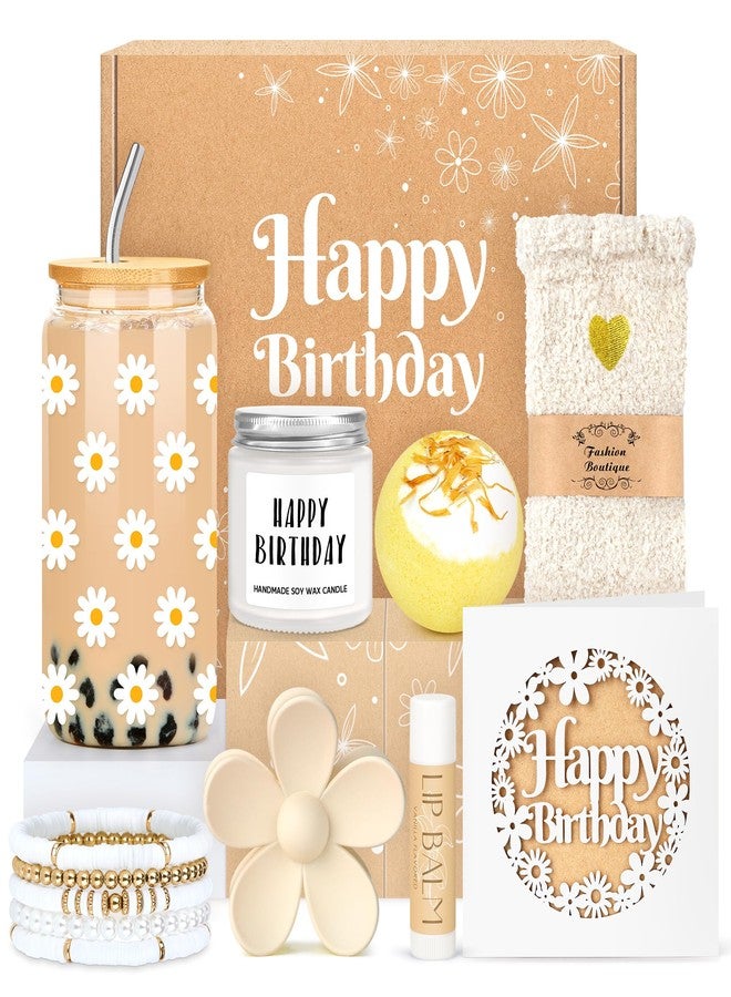 CHESACE Birthday Gifts for Teen Girls, Women, Teenage Girl Birthday Gift Sets for Teen Girls Tween Gifts for Teenage Girl Cute Daisy Aesthetic Glass Cup Gift Basket for Teens, Women, Sister, Her, Friend - Image 1