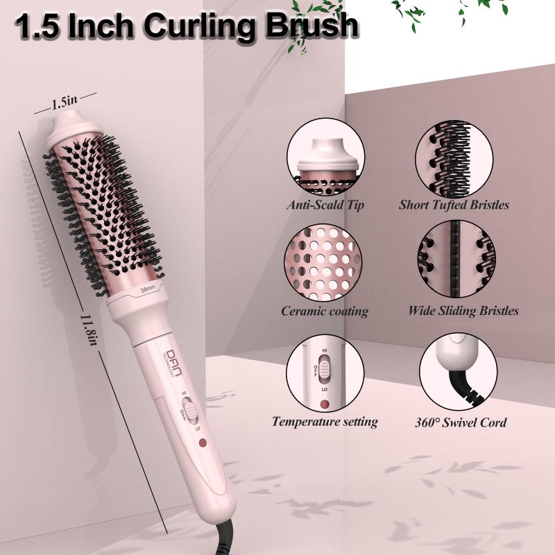 DAN Technology Thermal Brush,1.5 inch Heated Round Brushes,Non-Blowing Heated Brush,Dual Voltage CurlingBrush,Dual PTC Fast Style HeatedBrush,Ceramic Thermal RoundBrush Makes Hair Shinier & Smoother,Pink - Image 5