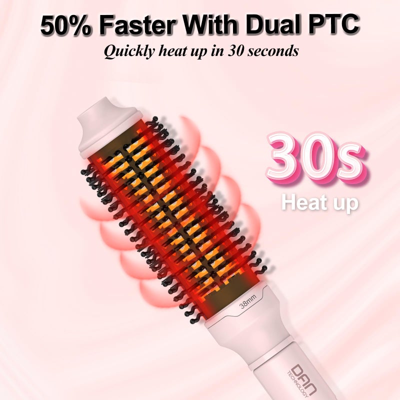 DAN Technology Thermal Brush,1.5 inch Heated Round Brushes,Non-Blowing Heated Brush,Dual Voltage CurlingBrush,Dual PTC Fast Style HeatedBrush,Ceramic Thermal RoundBrush Makes Hair Shinier & Smoother,Pink - Image 2
