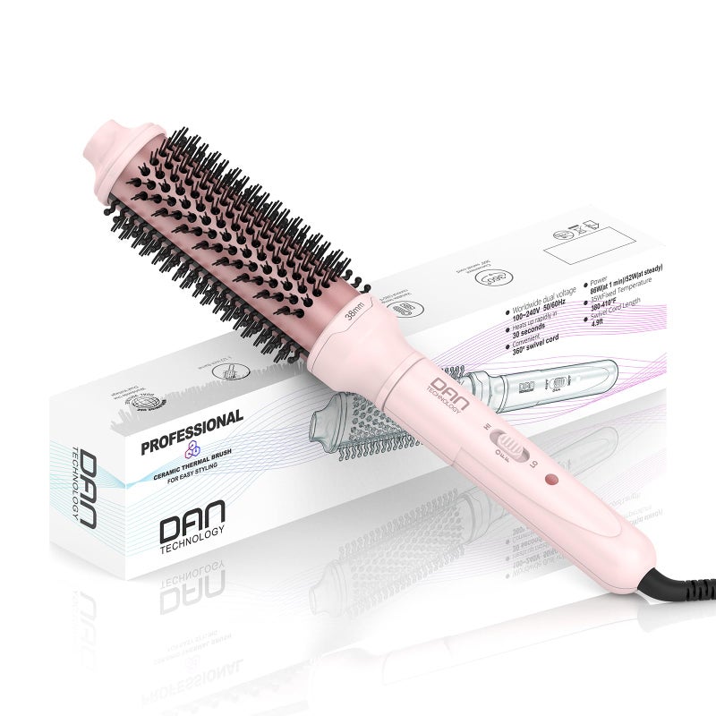 DAN Technology Thermal Brush,1.5 inch Heated Round Brushes,Non-Blowing Heated Brush,Dual Voltage CurlingBrush,Dual PTC Fast Style HeatedBrush,Ceramic Thermal RoundBrush Makes Hair Shinier & Smoother,Pink - Image 1