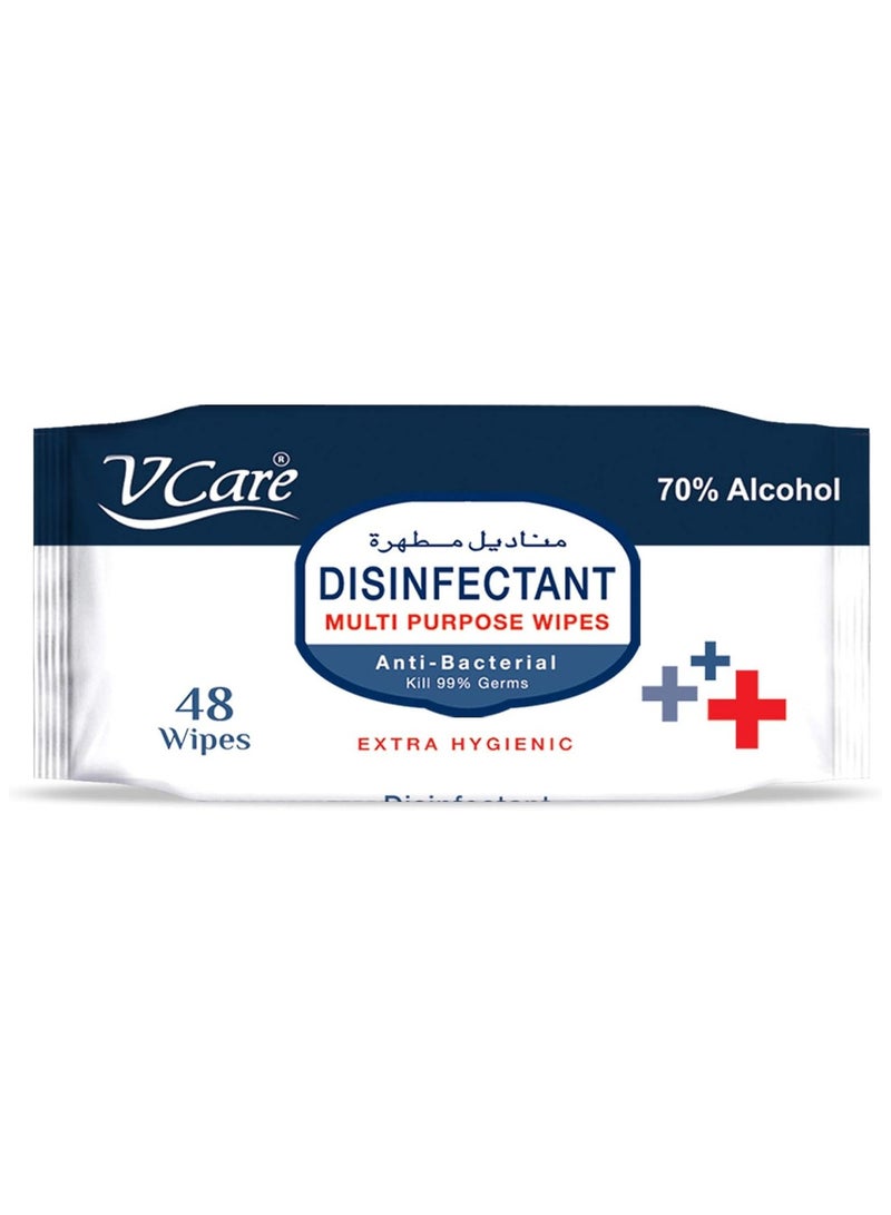 VCare Disinfectant Multipurpose Wipes 70 Percent Alcohol - Image 1