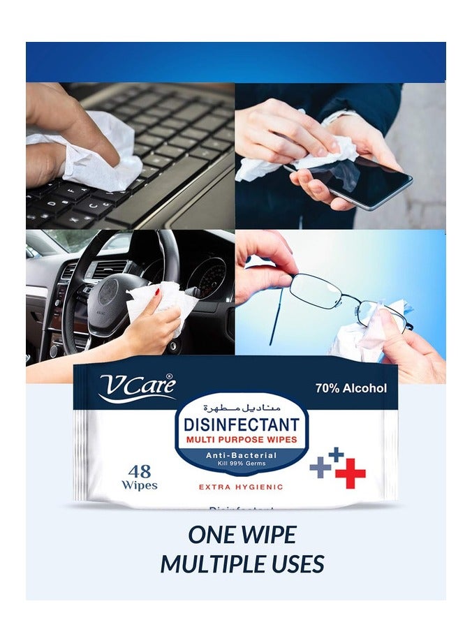 VCare Disinfectant Multipurpose Wipes 70 Percent Alcohol - Image 2