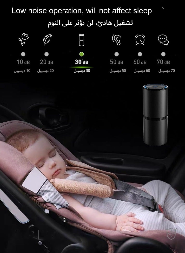 NIUB Portable Car Air Purifier, Small Ionic Air Purifiers for Bedroom, 99% Sterilization Rate, Remove Dust/Smoke/ Odors/Dander/Pollen, Mini Air Cleaner For Car, Bedroom, Office & Hotel - Image 5
