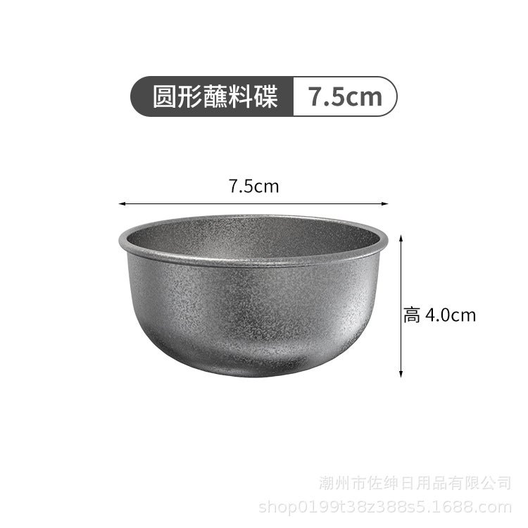 304 Stainless Steel Distressed Retro Style Tableware Industrial Style Bowl Plate Fork Spoon Chopsticks Snowflake Gray Outdoor Set - Image 1