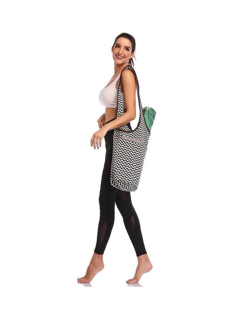 Yoga Portable Bag Color Black Waves With Large Size Zipper Pocket Holds More Accessories Fit Most Size Mats Easy Access Lightweight Comfortable Shoulder Strap Simple And Fashionable Style