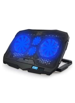 ماركة غير محددة مروحة تبريد للاب توب مزودة بشاشة LCD وإضاءة LED زرقاء، مع مخرجين USB، تناسب الأجهزة مقاس 10-15.6 بوصة  - Image 1