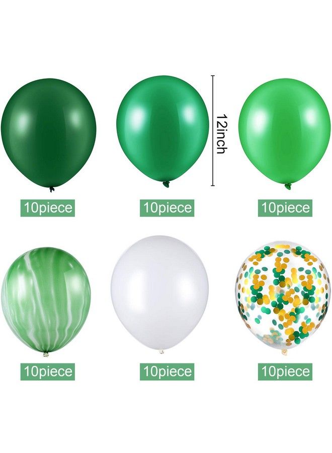 Hsei 60 Pieces Green White Agate Latex Balloons 12 Inch Confetti Balloons Colorful Balloons For Jungle Baby Shower Wedding Office Birthday Party Supplies - Image 3