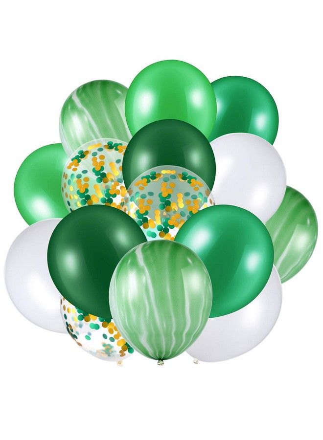 Hsei 60 Pieces Green White Agate Latex Balloons 12 Inch Confetti Balloons Colorful Balloons For Jungle Baby Shower Wedding Office Birthday Party Supplies - Image 2