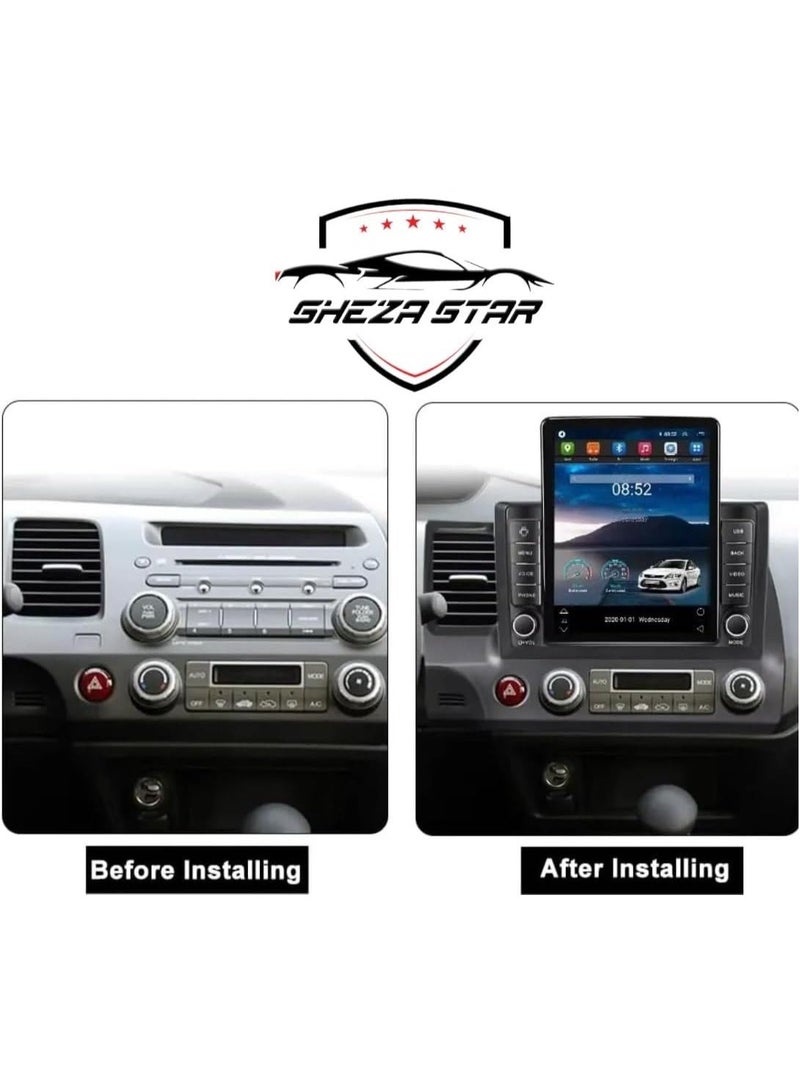 SHEZA STAR Android 9.7 Inch Tesla style Vertical Screen for Honda Civic 2006-2011 2GB RAM 32GB ROM Mirror Link Wi-Fi BT, Radio GPS Navigation, IPS Touch Screen with AHD Camera Included - Image 2