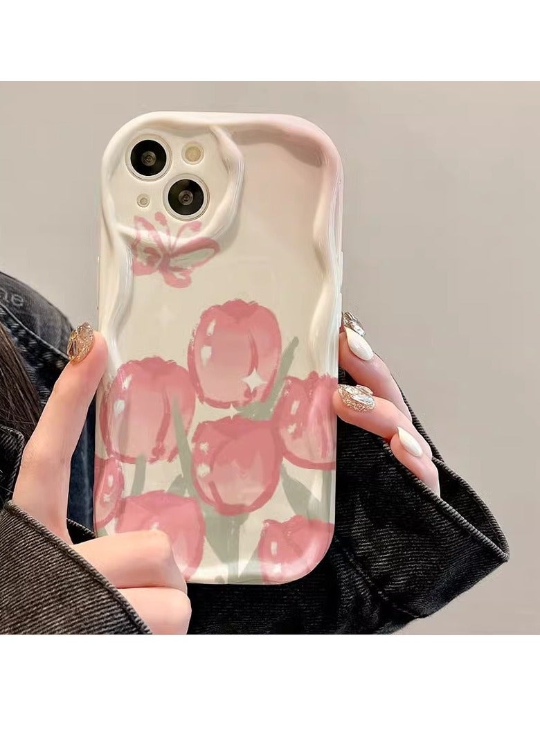 NIBEMINENT White Tulip Protective TPU Case Cover For iPhone 16 Pro