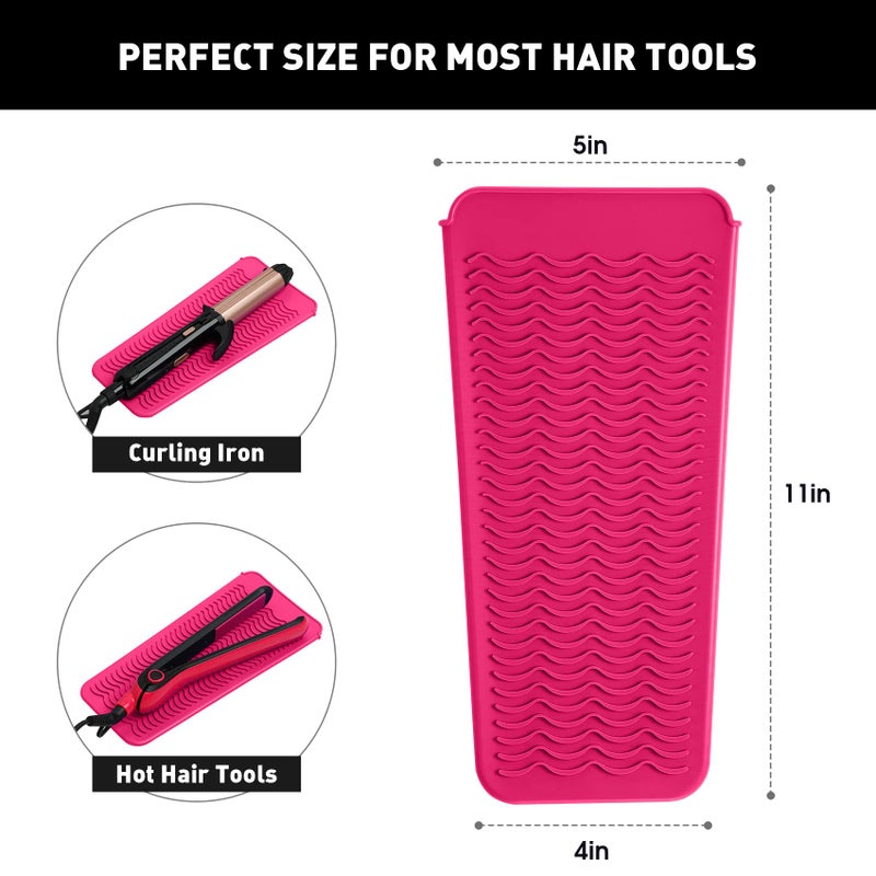 ZAXOP Resistant Silicone Mat Pouch for Flat Iron, Curling Iron,Hot Hair Tools (Hotpink) - Image 2