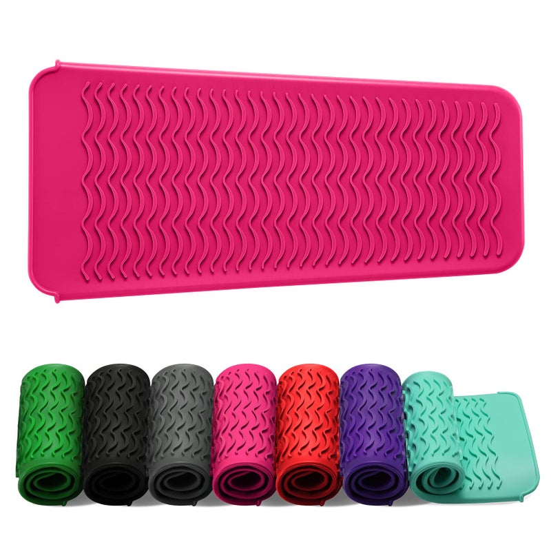ZAXOP Resistant Silicone Mat Pouch for Flat Iron, Curling Iron,Hot Hair Tools (Hotpink) - Image 1
