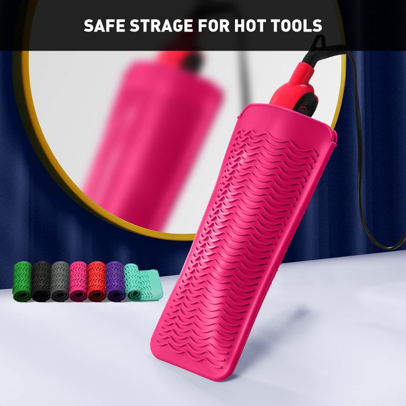ZAXOP Resistant Silicone Mat Pouch for Flat Iron, Curling Iron,Hot Hair Tools (Hotpink) - Image 5