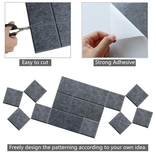 Uoisaiko Large Cork Board Felt Board Tiles for Walls with 30 Push Pins, 11.8"x11.8" Pack of 6 Pin Board Notice Boards for Home Office Kitchen, Bulletin Board Wall Tiles for Photos Memos - Image 5