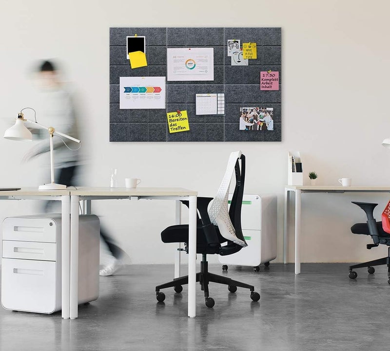 Uoisaiko Large Cork Board Felt Board Tiles for Walls with 30 Push Pins, 11.8"x11.8" Pack of 6 Pin Board Notice Boards for Home Office Kitchen, Bulletin Board Wall Tiles for Photos Memos - Image 4