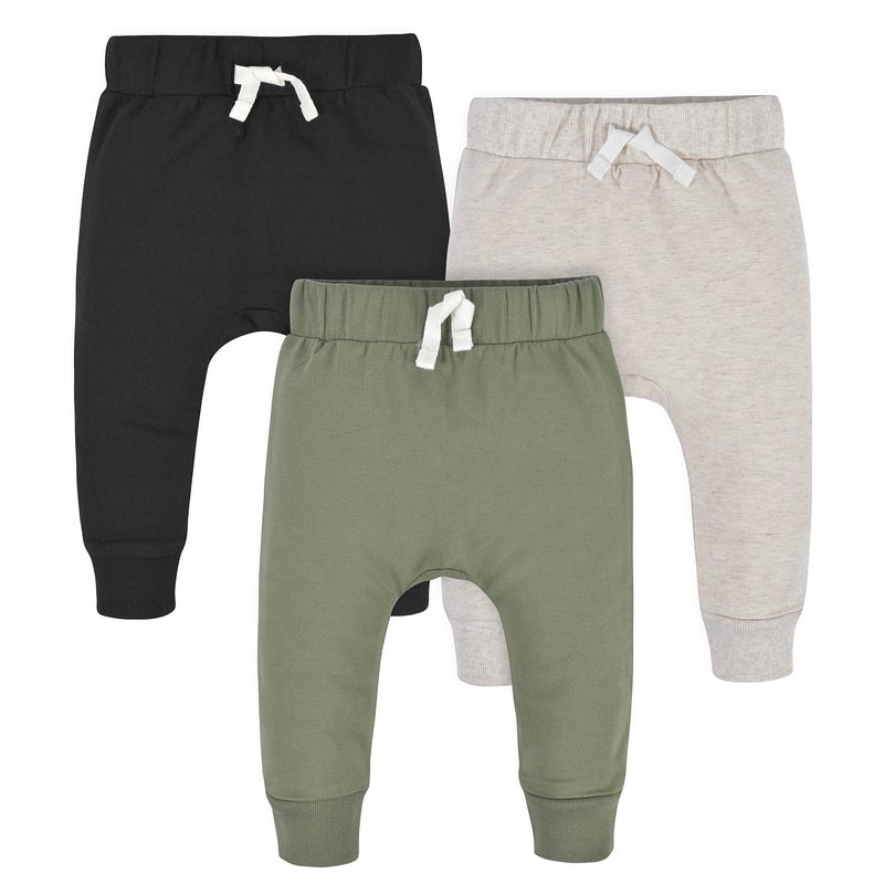 Gerber Baby Boys Toddler 3-Pack Jogger Sweatpants, Green/Black, 18 Months US - Image 1