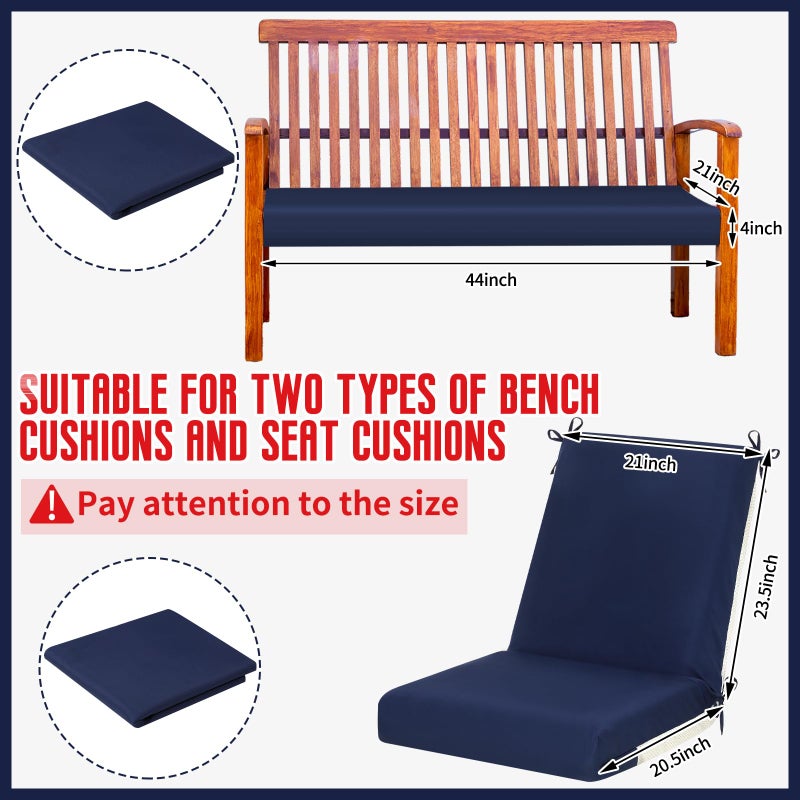 Tudomro 4 Pcs Outdoor High Back Chair Cushion Covers (Not Includes Cushion) Waterproof Patio Replacement Rocking Chair Slipcover Seat Pad Cover with Tie for Furniture (Navy Blue,44'' X 21'') - Image 2