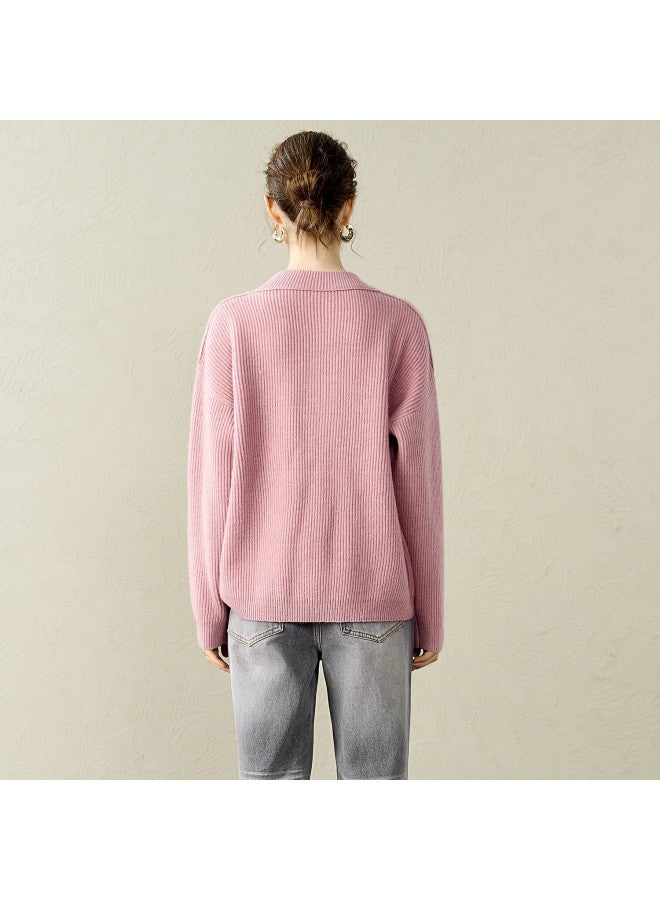 Yanyee Women's Long Sleeve Loose Sweater Winter Thick Warm Knit Top Pink S - Image 2