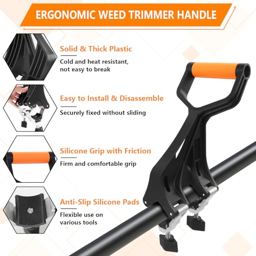 KJX Upgraded Shovel Handle Extension, Ergonomic Weed Trimmer Handle Replacement, Back Saver Attachment Universal Fit for Weed Trimmers, Rakes, String Trimmers, Shovels and More Yard Tools - Image 3