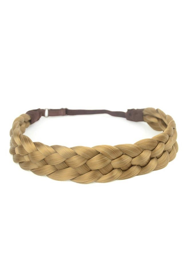 BOBIYA 5 Strands Synthetic Hair Braided Headband Classic Chunky Wide Plaited Braids Elastic Stretch Hairpiece For Women Girl (Honey Blonde) - Image 1